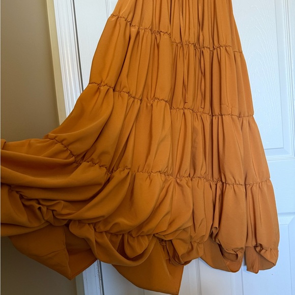 Smocked Tiered Ruffle Dress in Yellow Rust - Picture 8 of 9